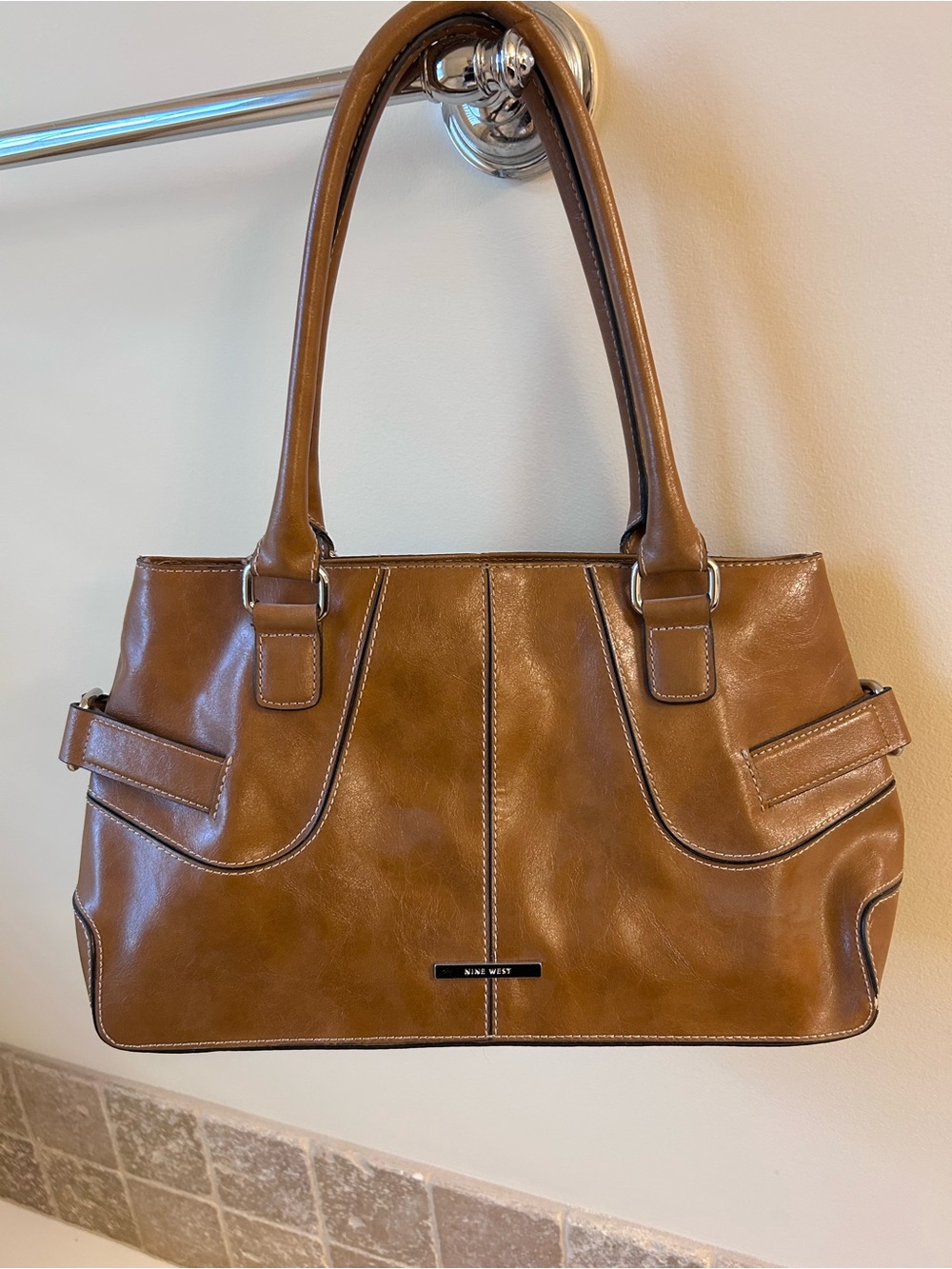 Nine West Caramel Brown Shoulder Tote
